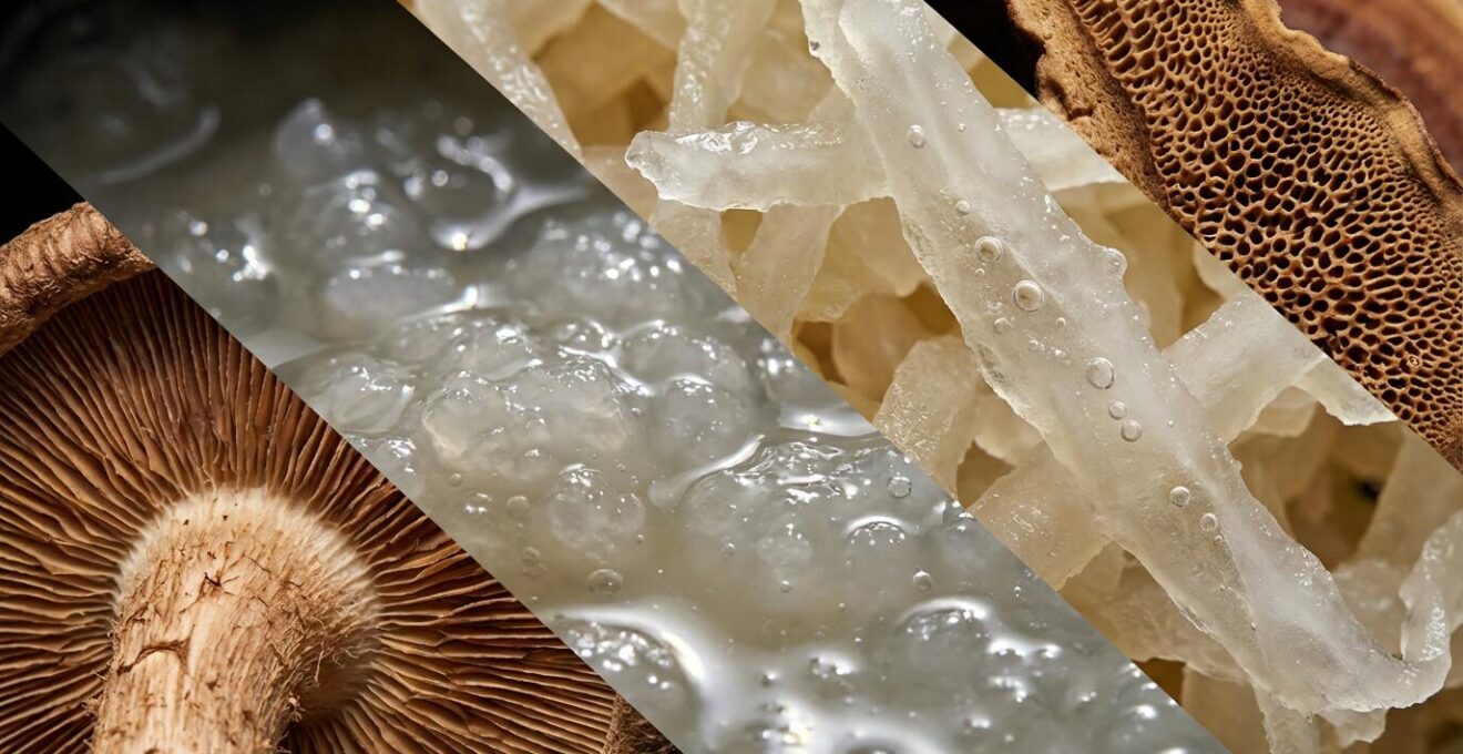 Arrangement artistique d'aliments fermentés et champignons médicinaux