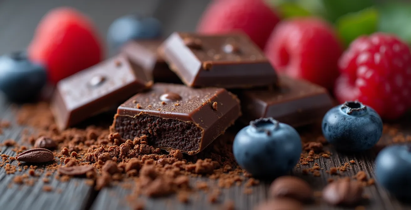 Composition de chocolat noir et baies riches en antioxydants pour la gestion du stress