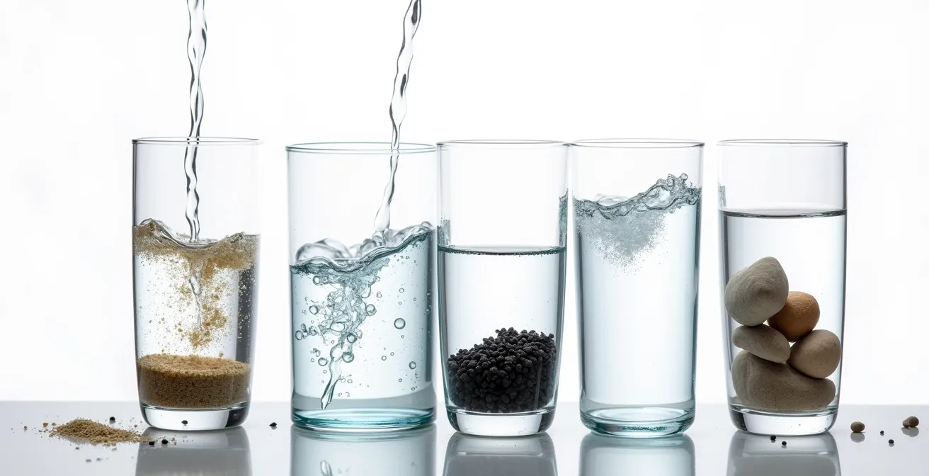 Comparaison visuelle de différents systèmes de filtration d'eau domestique