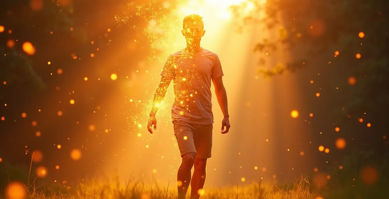 Personne dynamique et énergique dans l'après-midi pratiquant une activité physique