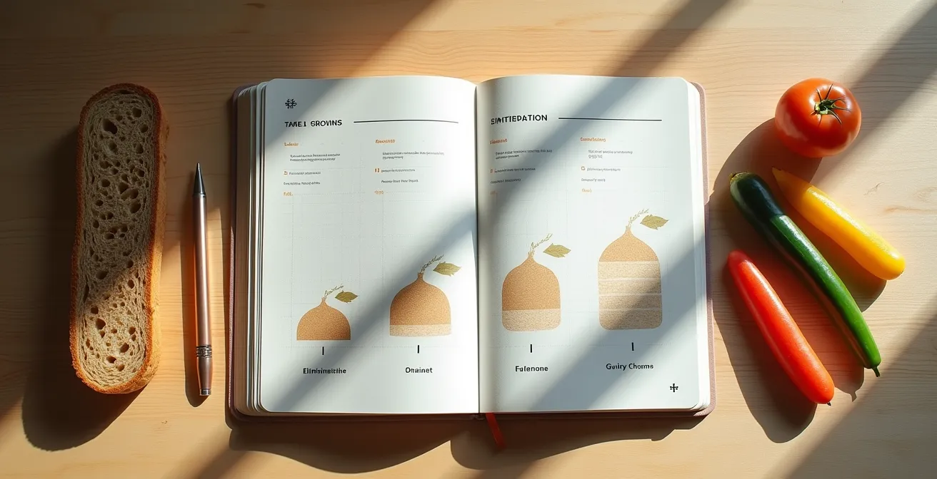 Carnet de notes avec graphiques d'évolution des symptômes sur trois semaines